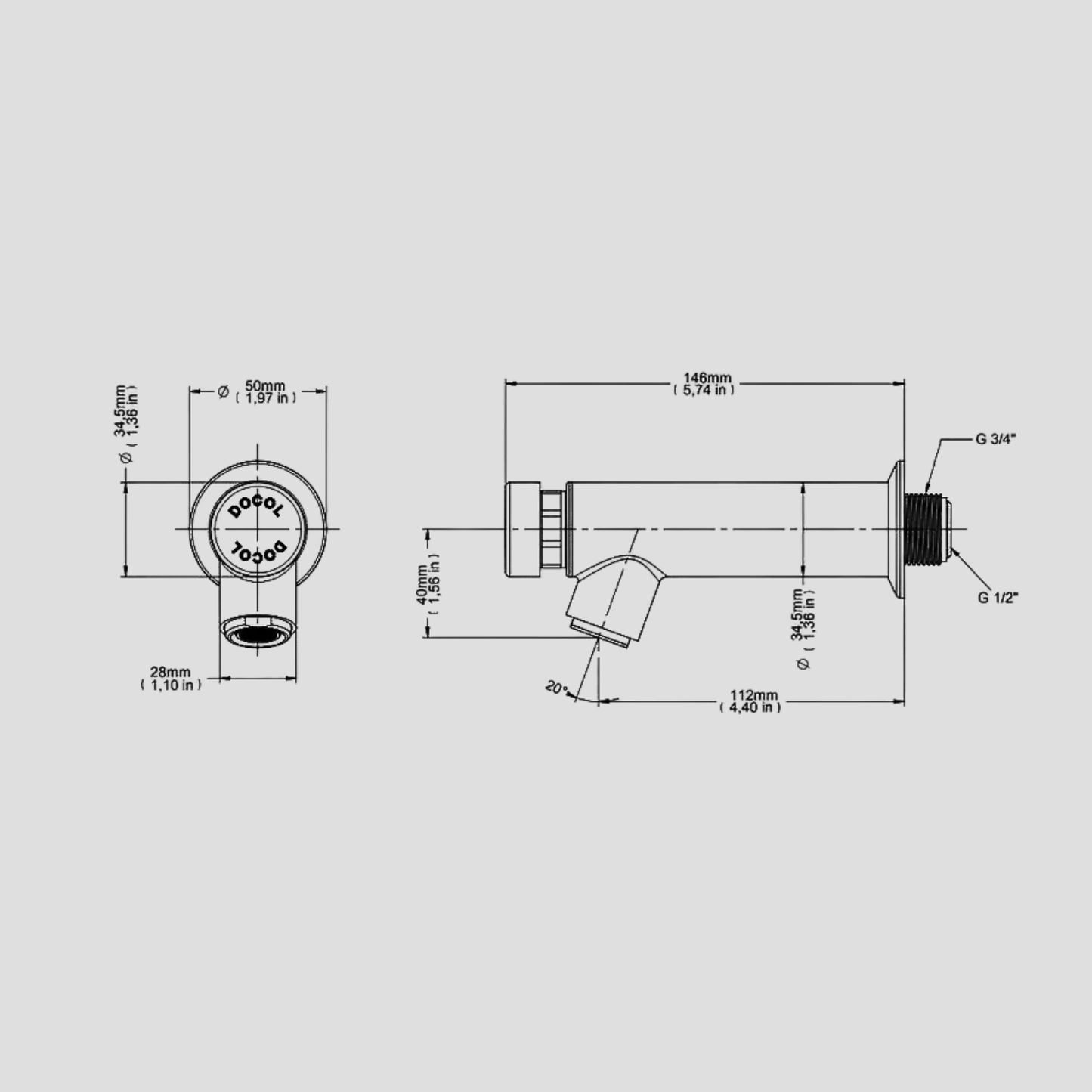 Grifo para lavabo a muro Pressmatic 120 DOCOL