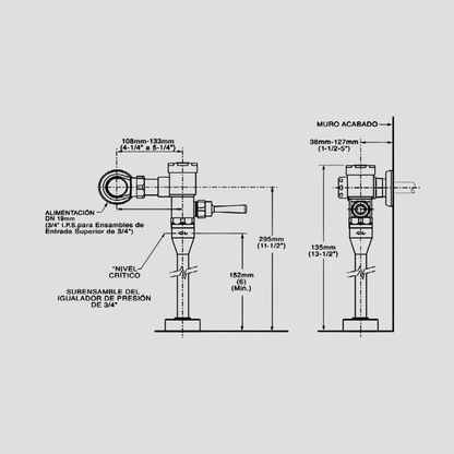 Fluxómetro manual para mingitorio American Standard